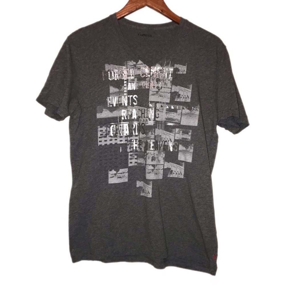 Express V neck T shirt size M grey